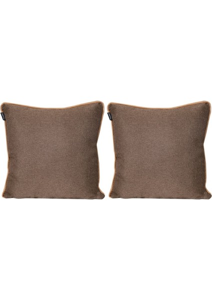 2'lı İsle Keten Görünümlü Fitilli Kırlent Kılıfı Kahverengi