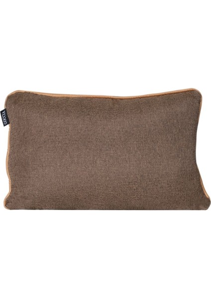 2'lı İsle Keten Görünümlü Fitilli Kırlent Kılıfı Kahverengi