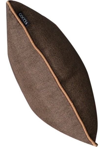 2'lı İsle Keten Görünümlü Fitilli Kırlent Kılıfı Kahverengi