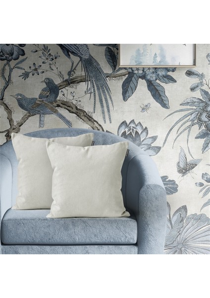 2'li Kadife Dokulu Kırlent Kılıfı Açık Krem