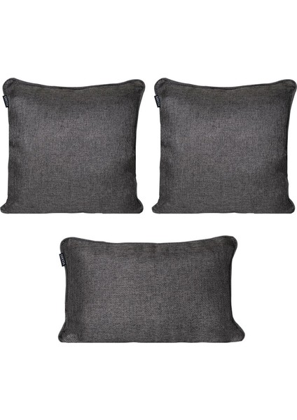 3'lü Hasır Dokulu Fitilli Kırlent Kılıfı Antrasit indirimleri