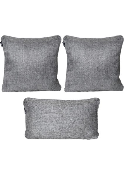 3'lü Hasır Dokulu Fitilli Kırlent Kılıfı Koyu Gri indirimleri