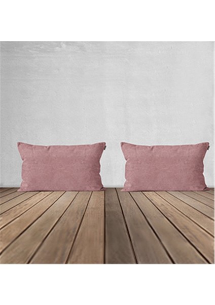 2'li Kadife Dokulu Dikdörtgen Kırlent Kılıfı Pembe indirimleri