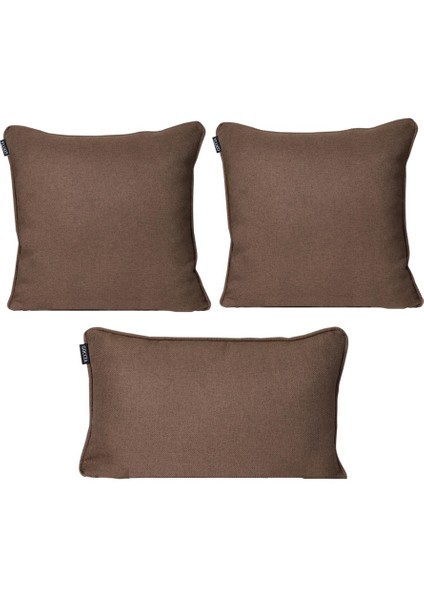 3'lü Pamuk Dokulu Dokuma Kırlent Kılıfı Kahverengi indirimleri