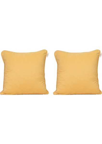 2'li Kadife Dokulu Fitilli Kırlent Kılıfı Sarı indirimleri