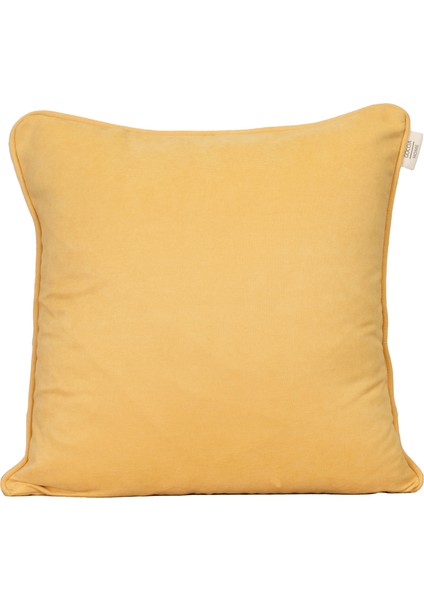 2'li Kadife Dokulu Fitilli Kırlent Kılıfı Sarı