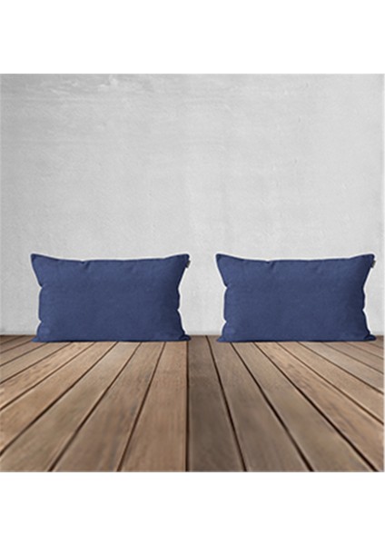 2'li Kadife Dokulu Dikdörtgen Kırlent Kılıfı Mavi modelleri