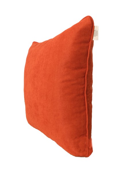 2'li Kadife Dokulu Fitilli Kırlent Kılıfı Kiremit