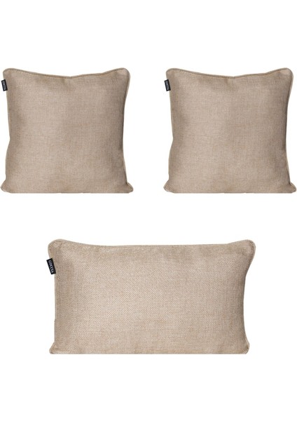 3'lü Hasır Dokulu Fitilli Kırlent Kılıfı Koyu Krem fırsatları