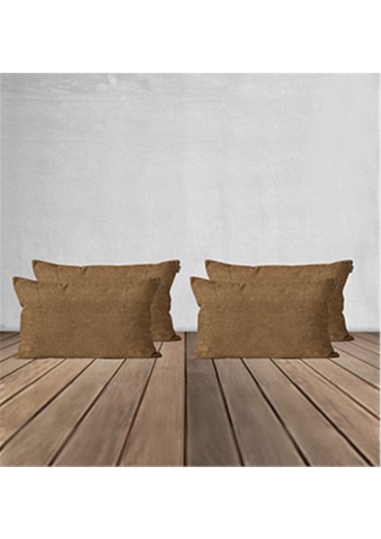 4'lü Kadife Dokulu Kırlent Kılıfı Camel modelleri