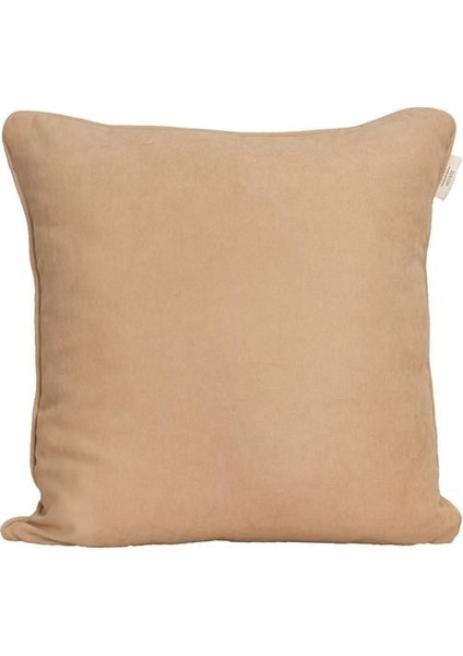 2'li Kadife Dokulu Fitilli Kırlent Kılıfı Bej