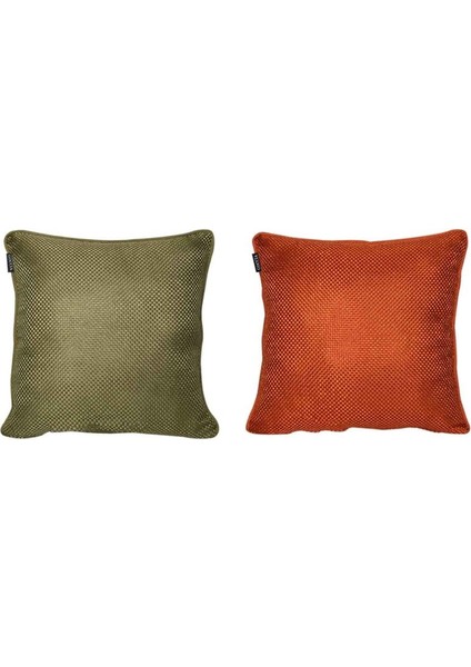 2'li Hasır Dokulu Fitilli Çift Taraflı Kırlent Kılıfı Yeşil-Turuncu fırsatları