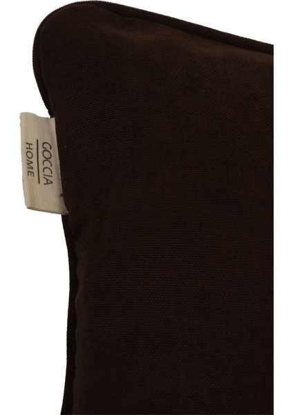 2'li Kadife Dokulu Fitilli Kırlent Kılıfı Acı Kahve