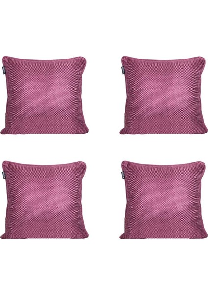 4'lü Hasır Dokulu Fitilli Çift Taraflı Kırlent Kılıfı Mor fırsatları
