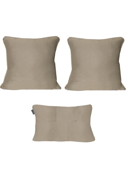 3'lü İsle Keten Görünümlü Fitilli Kırlent Kılıfı Krem modelleri