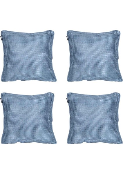 4'lü Hasır Dokulu Fitilli Çift Taraflı Kırlent Kılıfı Mavi