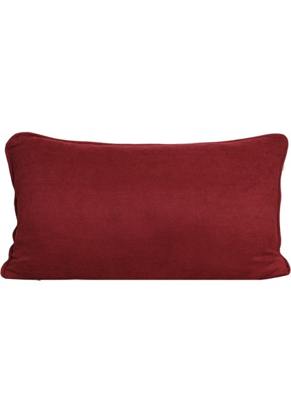 2'li Kadife Dokulu Fitilli Dikdörtgen Kırlent Kılıfı Bordo