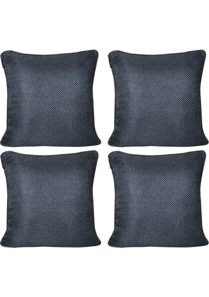 4'lü Hasır Dokulu Fitilli Çift Taraflı Kırlent Kılıfı Mavi Siyah fırsatları