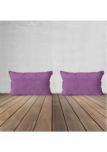 2'li Kadife Dokulu Kırlent Kılıfı Mor