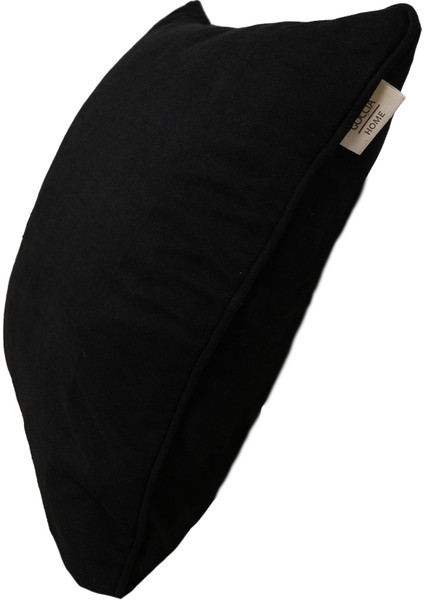 2'li Kadife Dokulu Fitilli Kırlent Kılıfı Siyah