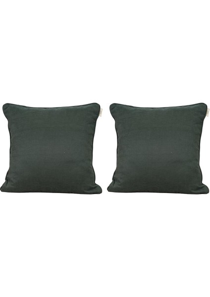 2'li Kadife Dokulu Fitilli Kırlent Kılıfı Yeşil
