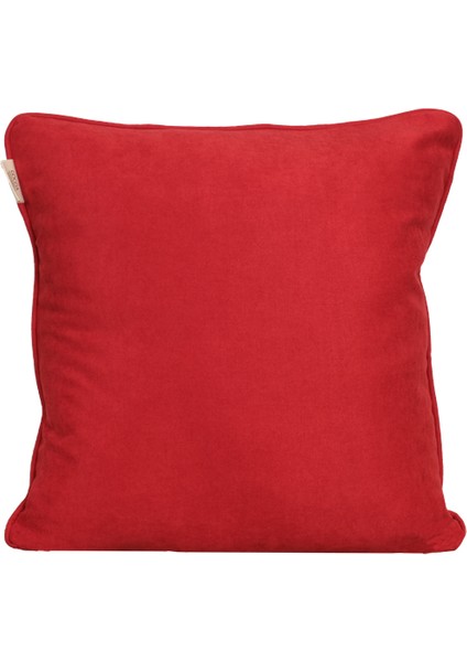 2'li Kadife Dokulu Fitilli Kırlent Kılıfı Kırmızı