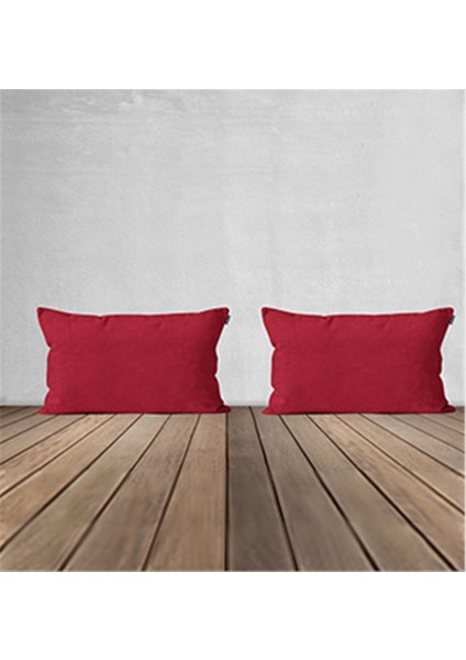 2'li Kadife Dokulu Dikdörtgen Kırlent Kılıfı Kırmızı modelleri