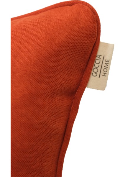 2'li Kadife Dokulu Fitilli Kırlent Kılıfı Kiremit