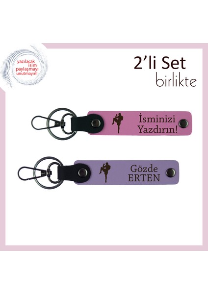 Tekvando Ruhunu Temsil Eden Hediye, Erkek Arkadaşa Kişisel Deri Anahtarlık, Pembe-Mor Menekşe