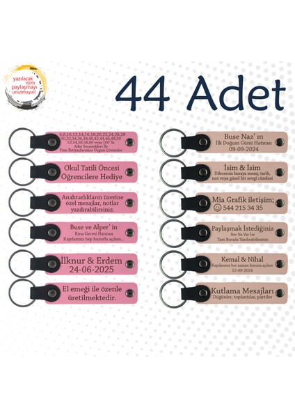 Pembe & Pudra, 44’li Set, Tarih ve Isimli Deri Hediyelik, Dans Atölyesi Katılımcılarına Anı