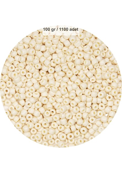 Beyaz Renk 4 mm Yaklaşık 1100 Adet / 100 Gram Cam Boncuk Oya Yazma Bileklik ve Kolye