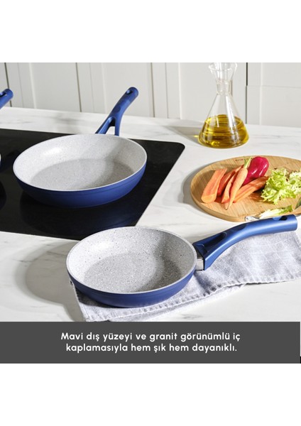 Biogranit Granit Kaplama 3 Parça Düz 20 24 26 cm Tava Seti