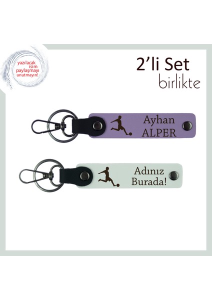 Futbol Temalı Erkek Sevgiliye Doğum Günü Hediyesi, Yazı Eklenebilir Deri Set, Mor Menekşe-Beyaz