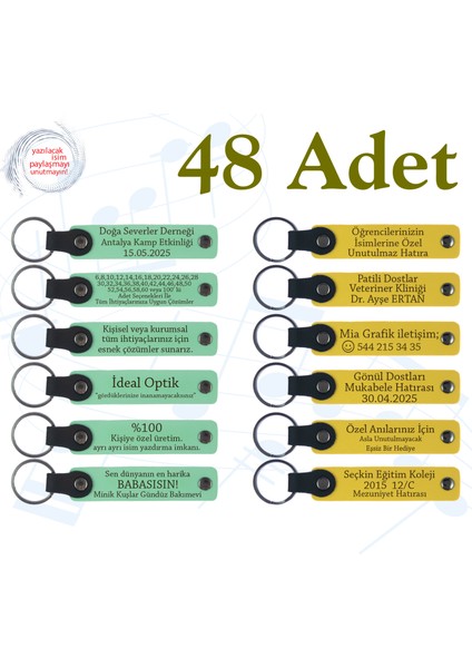 Yeşil & Sarı, Voleybol Takımına Teşekkür Hediyesi, 48’li Set, Mesajlı Deri Hatıra Anahtarlık