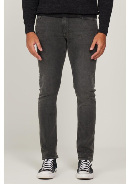 Luke Slim Tapered Dar Kesim Düşük Bel Antrasit Esnek Jean Kot Pantolon