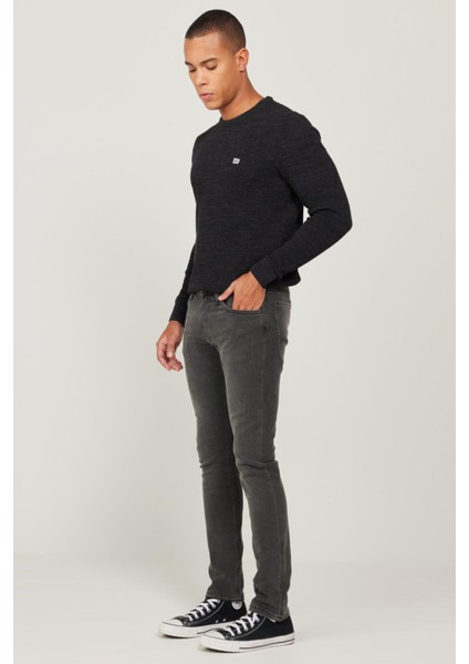 Luke Slim Tapered Dar Kesim Düşük Bel Antrasit Esnek Jean Kot Pantolon