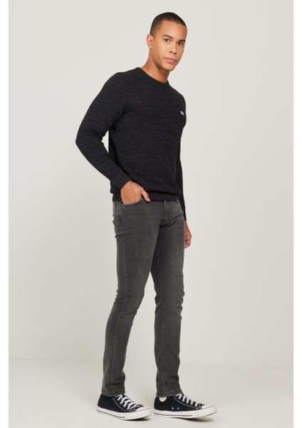 Luke Slim Tapered Dar Kesim Düşük Bel Antrasit Esnek Jean Kot Pantolon