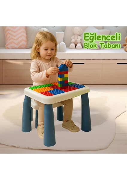 Çocuk Aktivite Masası ve Tabure Seti Bloksuz Eğitici Oyun Masası fırsatları