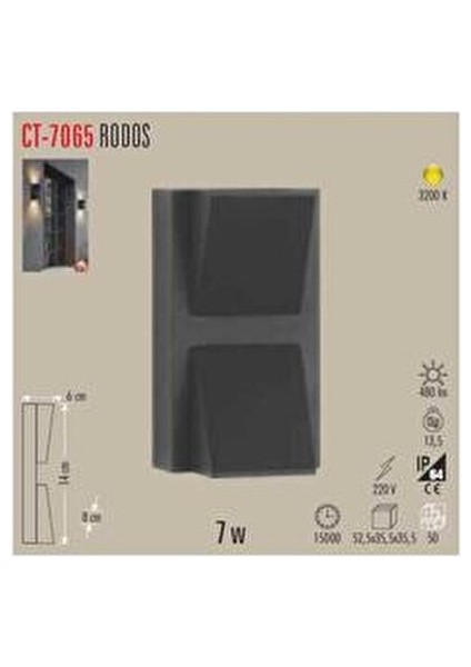 CT-7065 7W Rodos LED Aplik Dış Mekan Ayarlanabilir Işık Yana G4 Duy Tipi indirimleri