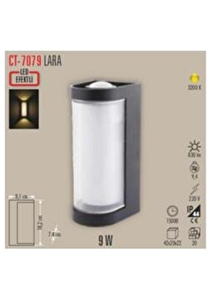 CT-7079 Lara LED Aplik 9W Bahçe Kullanımı İçin Alüminyum ve Her Yöne Işık indirimleri