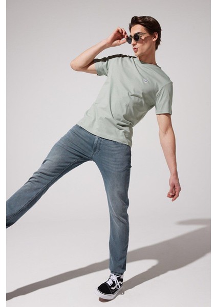 Regular Fit Rahat Kesim Bisiklet Yaka %100 Pamuk Yeşil Tişört