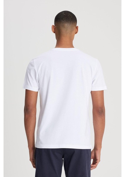 Regular Fit Normal Kesim %100 Pamuk Bisiklet Yaka Somon Tişört