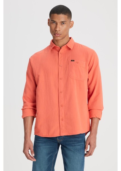 Loose Fit Turuncu Erkek Gömlek L66N205295B50 Uzun Kollu Gömlek modelleri