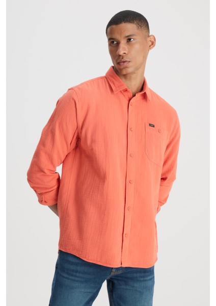 Loose Fit Turuncu Erkek Gömlek L66N205295B50 Uzun Kollu Gömlek