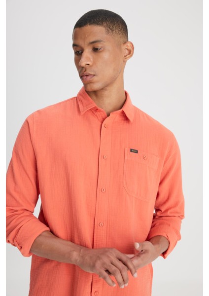 Loose Fit Turuncu Erkek Gömlek L66N205295B50 Uzun Kollu Gömlek