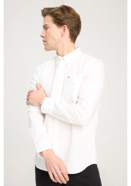 W241464 100 White Erkek Regular Uzun Kollu Gömlek