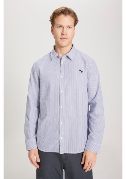 Regular Fit Lacivert Erkek Gömlek W5A2205580B58 Uzun Kollu Gömlek modelleri