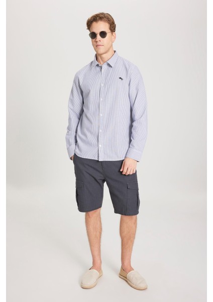 Regular Fit Lacivert Erkek Gömlek W5A2205580B58 Uzun Kollu Gömlek fırsatları
