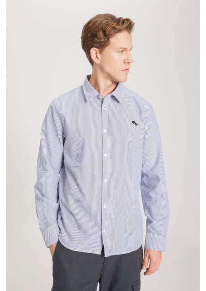 Regular Fit Lacivert Erkek Gömlek W5A2205580B58 Uzun Kollu Gömlek indirimleri