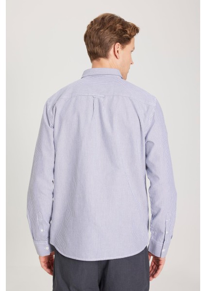 Regular Fit Lacivert Erkek Gömlek W5A2205580B58 Uzun Kollu Gömlek